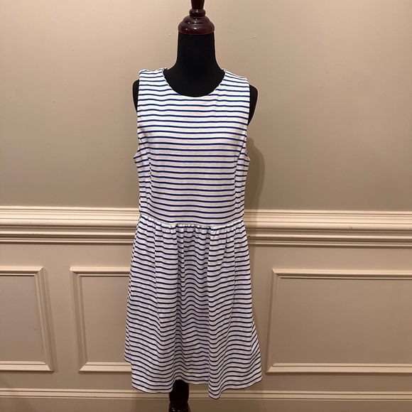 J. Crew Factory Daybreak Fit & Flare Blue and White Dress - Picture 2 of 9